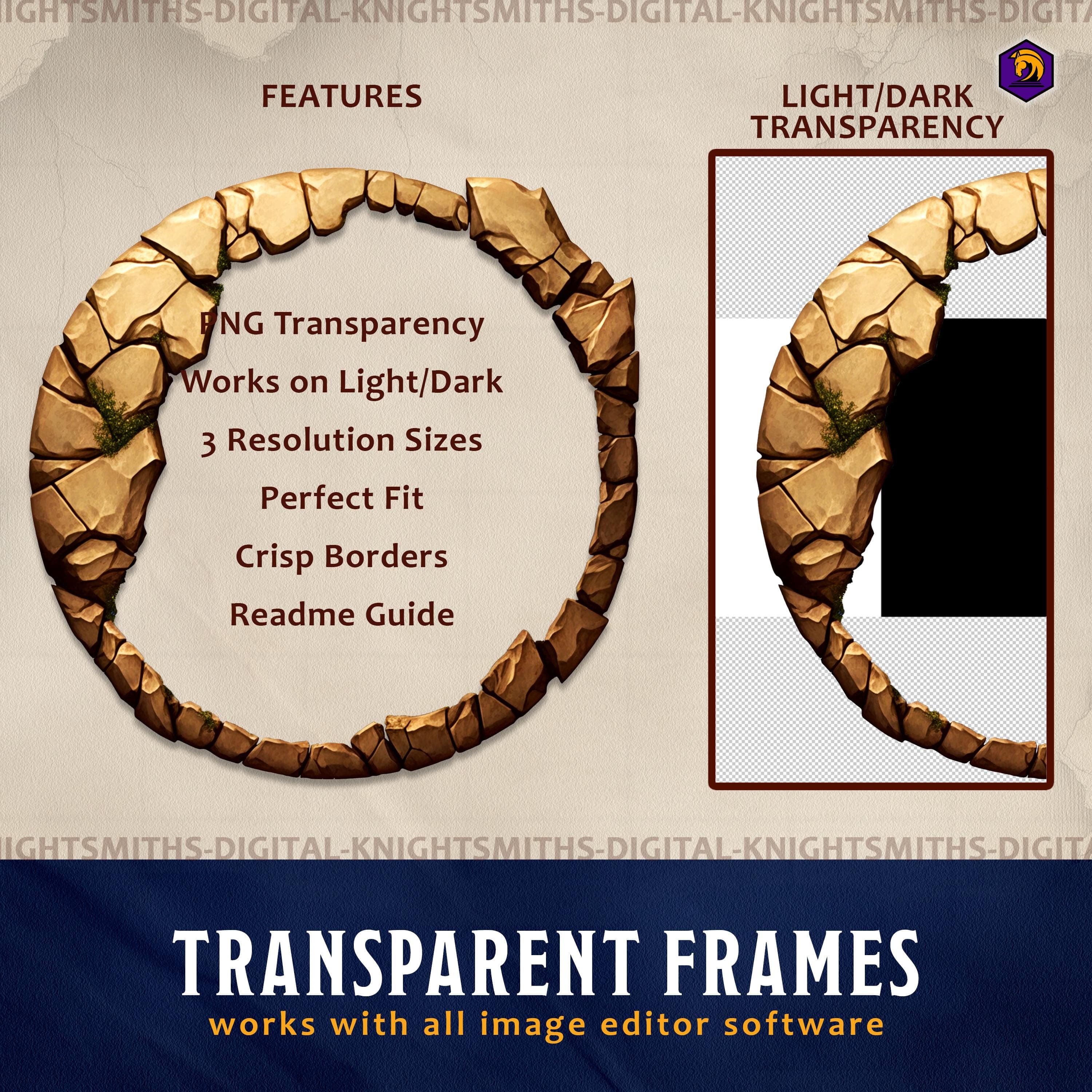 DnD Token Frames - Elemental Earth #3 VTT Digital Token Border, For RPG settings, Foundry Roll20 Supporting Image 3