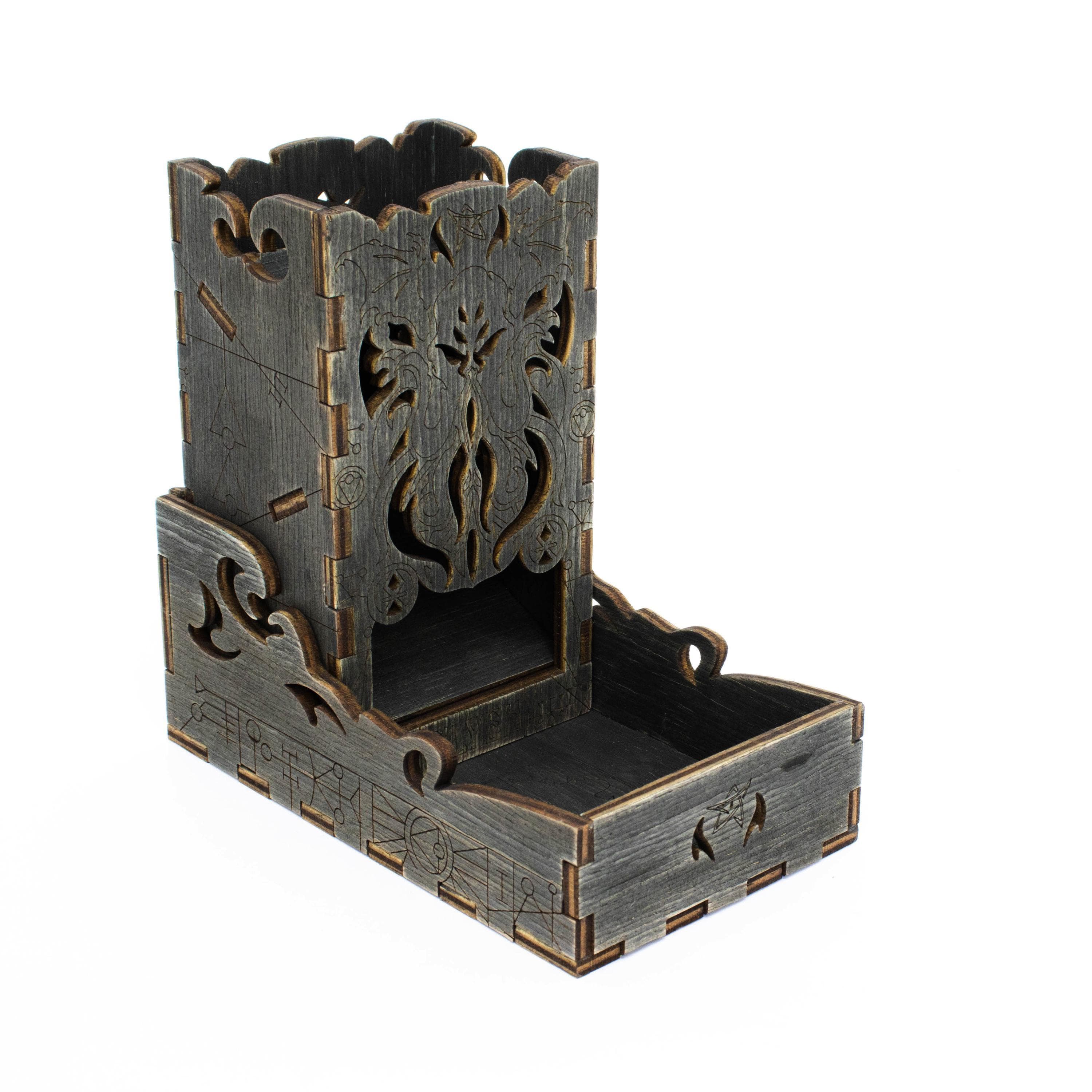 Cthulhu Dice Tower and Tray | Laser-Engraved (Wood) | Arkham Horror DnD RPG Accessory | Gaming gift Supporting Image 13
