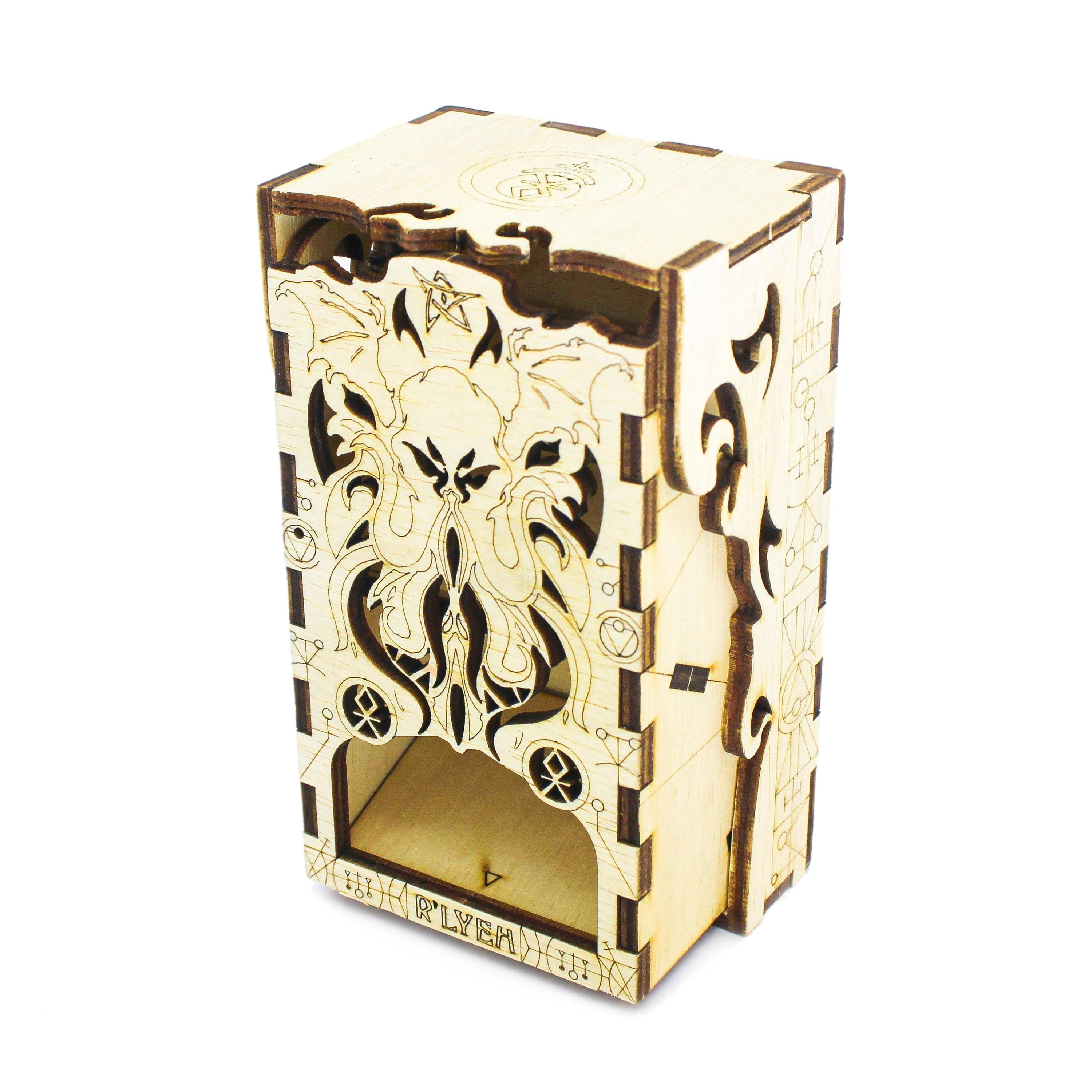 Cthulhu Dice Tower and Tray | Laser-Engraved (Wood) | Arkham Horror DnD RPG Accessory | Gaming gift Supporting Image 3