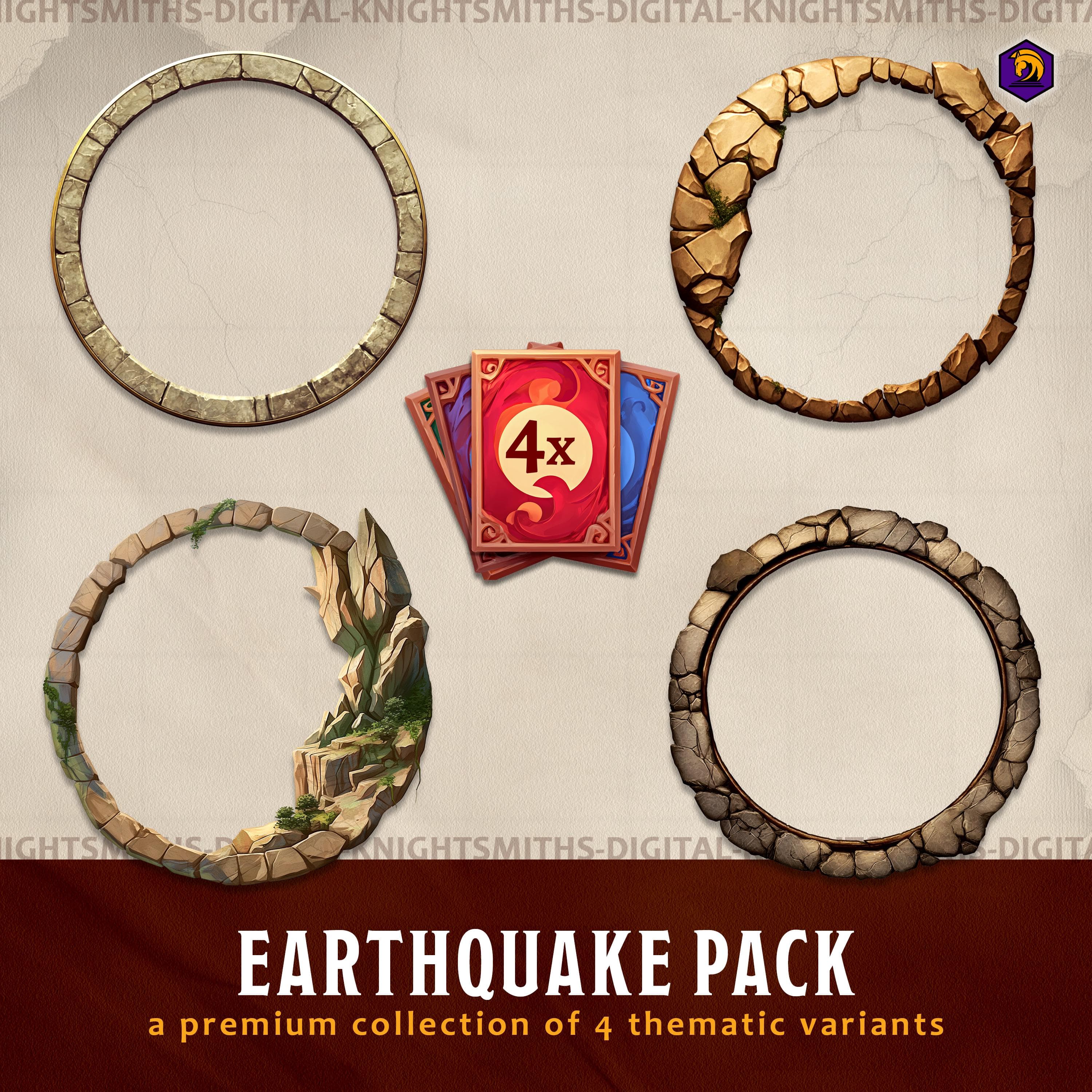 DnD Token Frames - Earthquake Collection VTT Digital Token Border, For RPG settings, Foundry Roll20