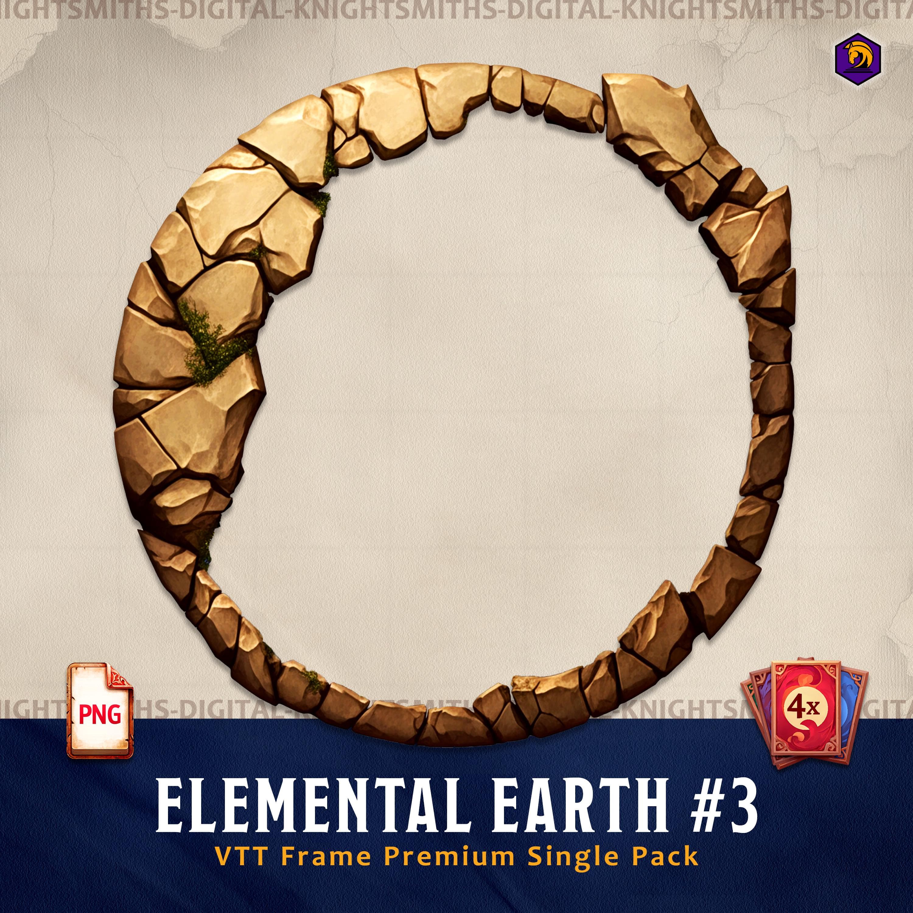 DnD Token Frames - Elemental Earth #3 VTT Digital Token Border, For RPG settings, Foundry Roll20