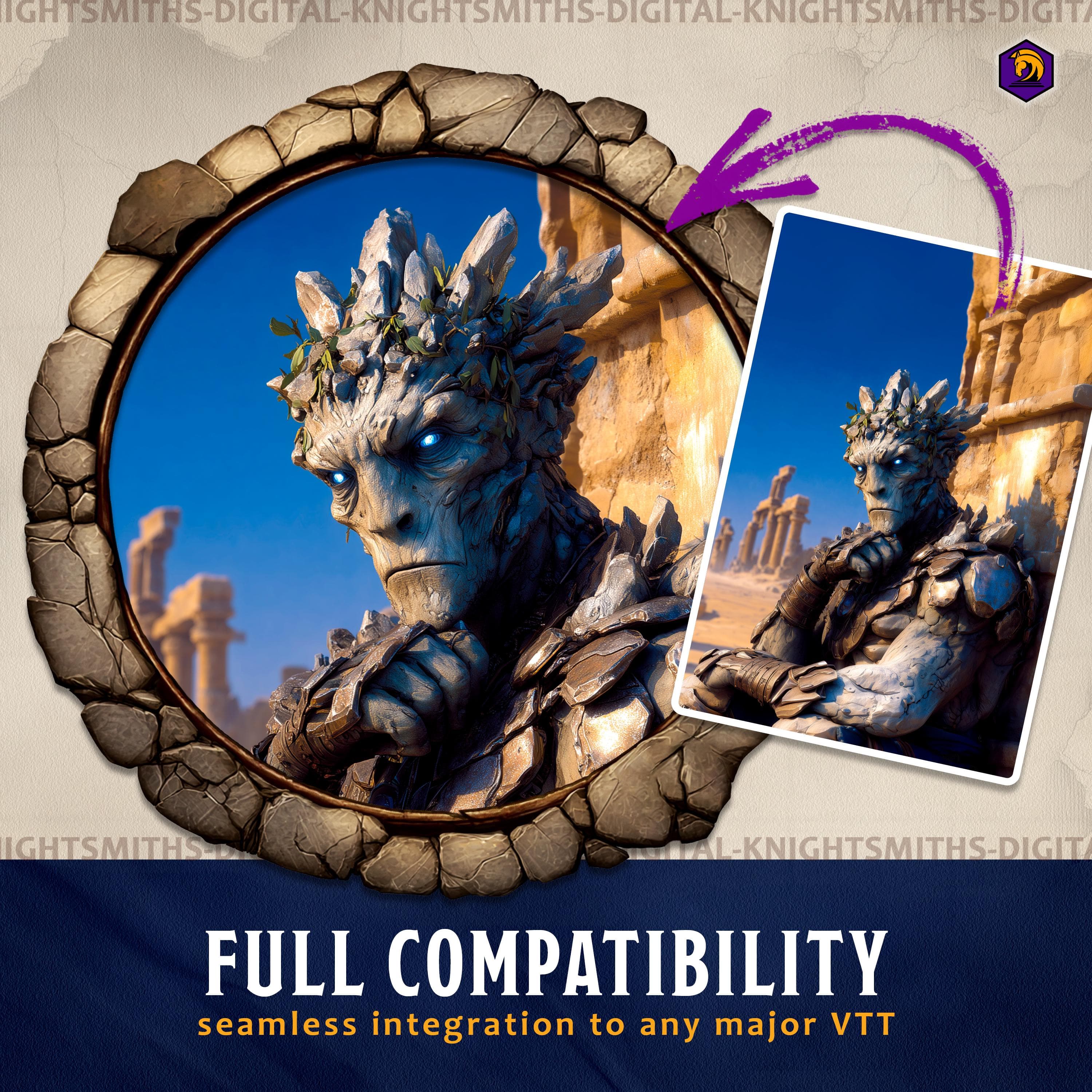 DnD Token Frames - Elemental Earth #1 VTT Digital Token Border, For RPG settings, Foundry Roll20 Supporting Image 5
