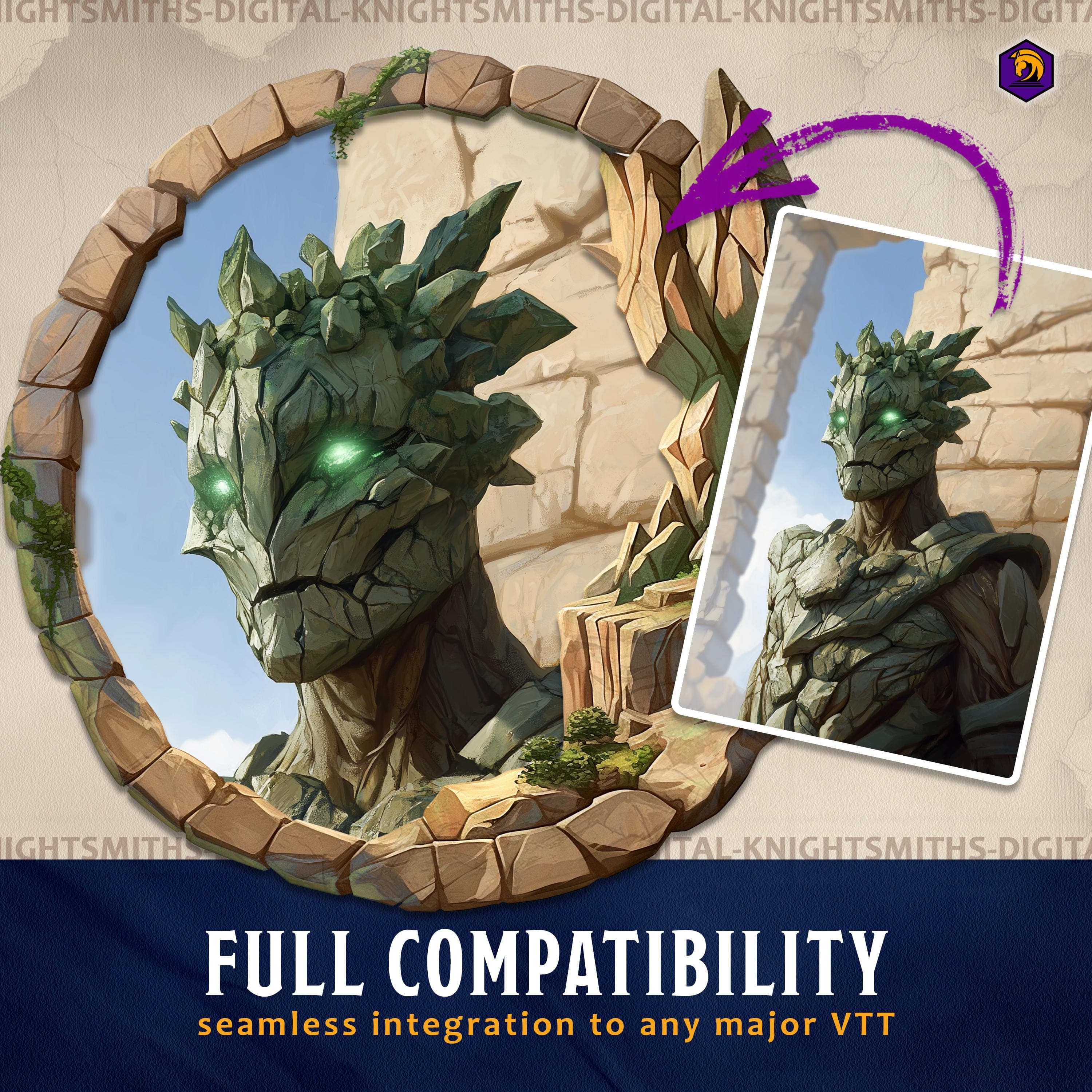 DnD Token Frames - Elemental Earth #2 VTT Digital Token Border, For RPG settings, Foundry Roll20 Supporting Image 5