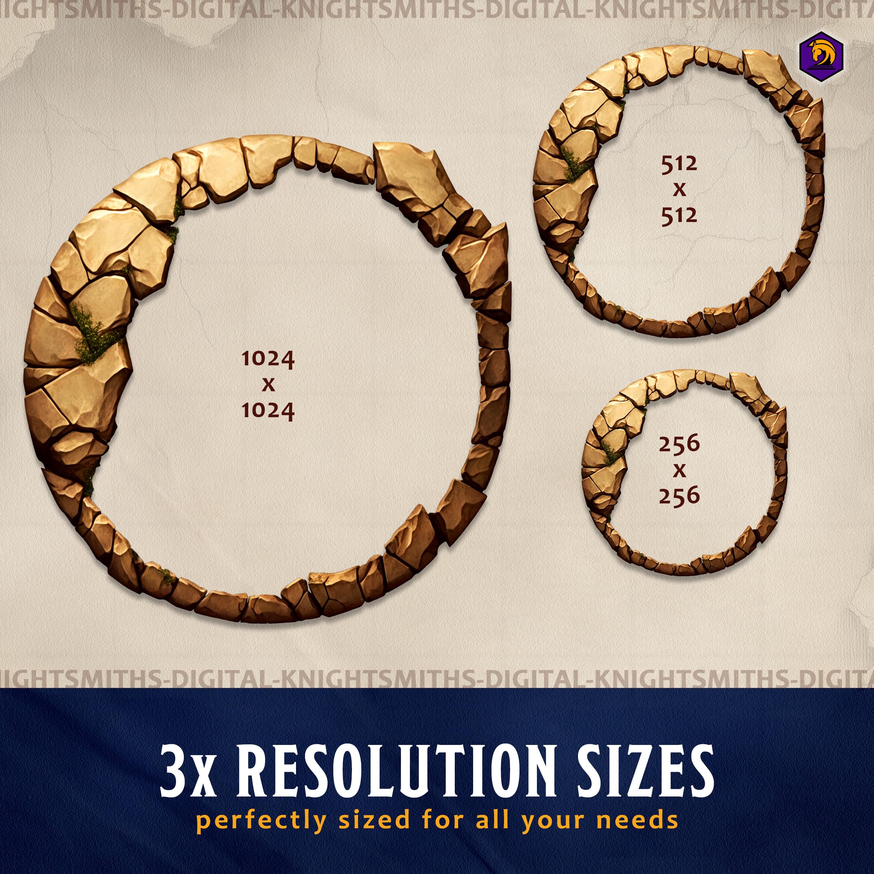 DnD Token Frames - Elemental Earth #3 VTT Digital Token Border, For RPG settings, Foundry Roll20 Supporting Image 4
