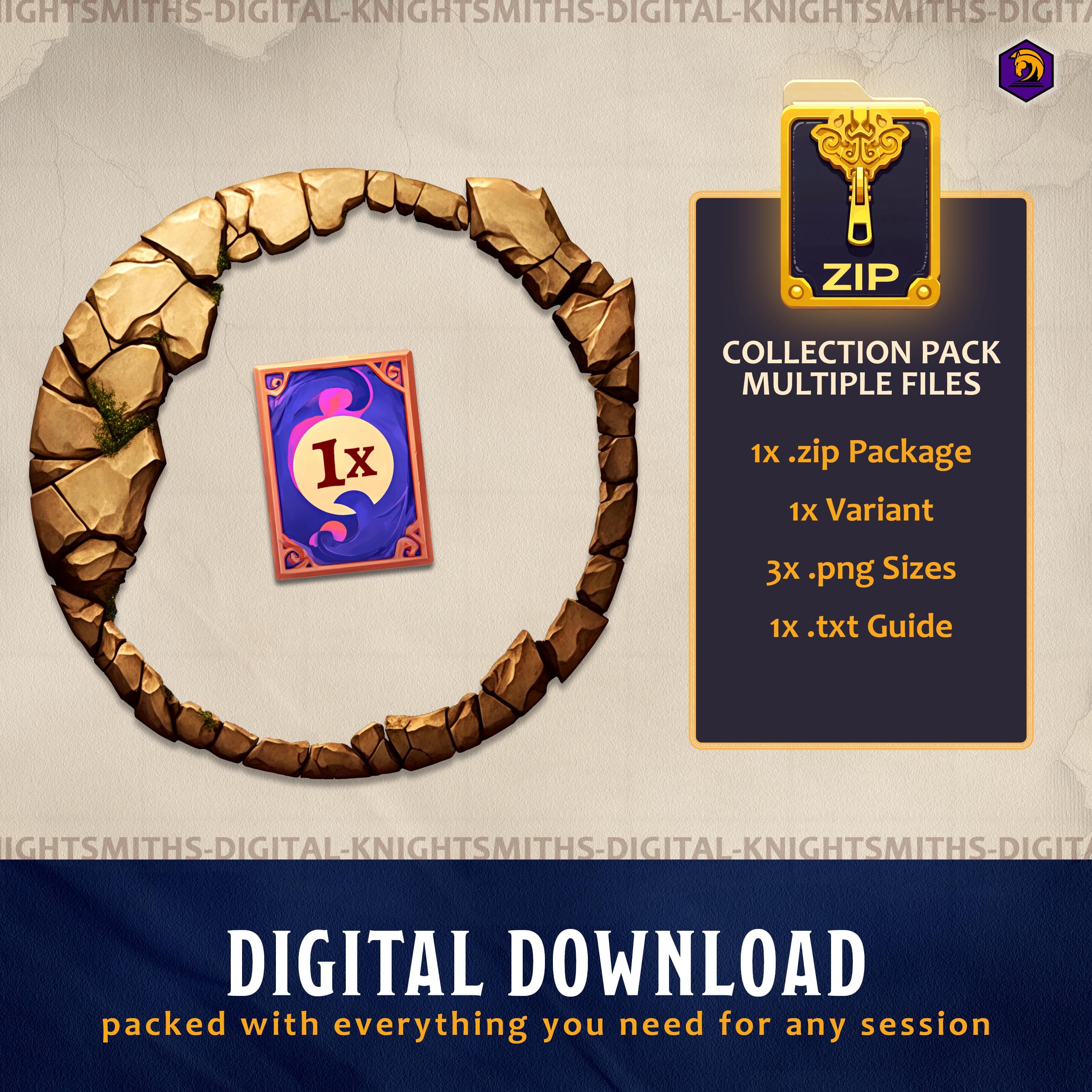 DnD Token Frames - Elemental Earth #3 VTT Digital Token Border, For RPG settings, Foundry Roll20 Supporting Image 2