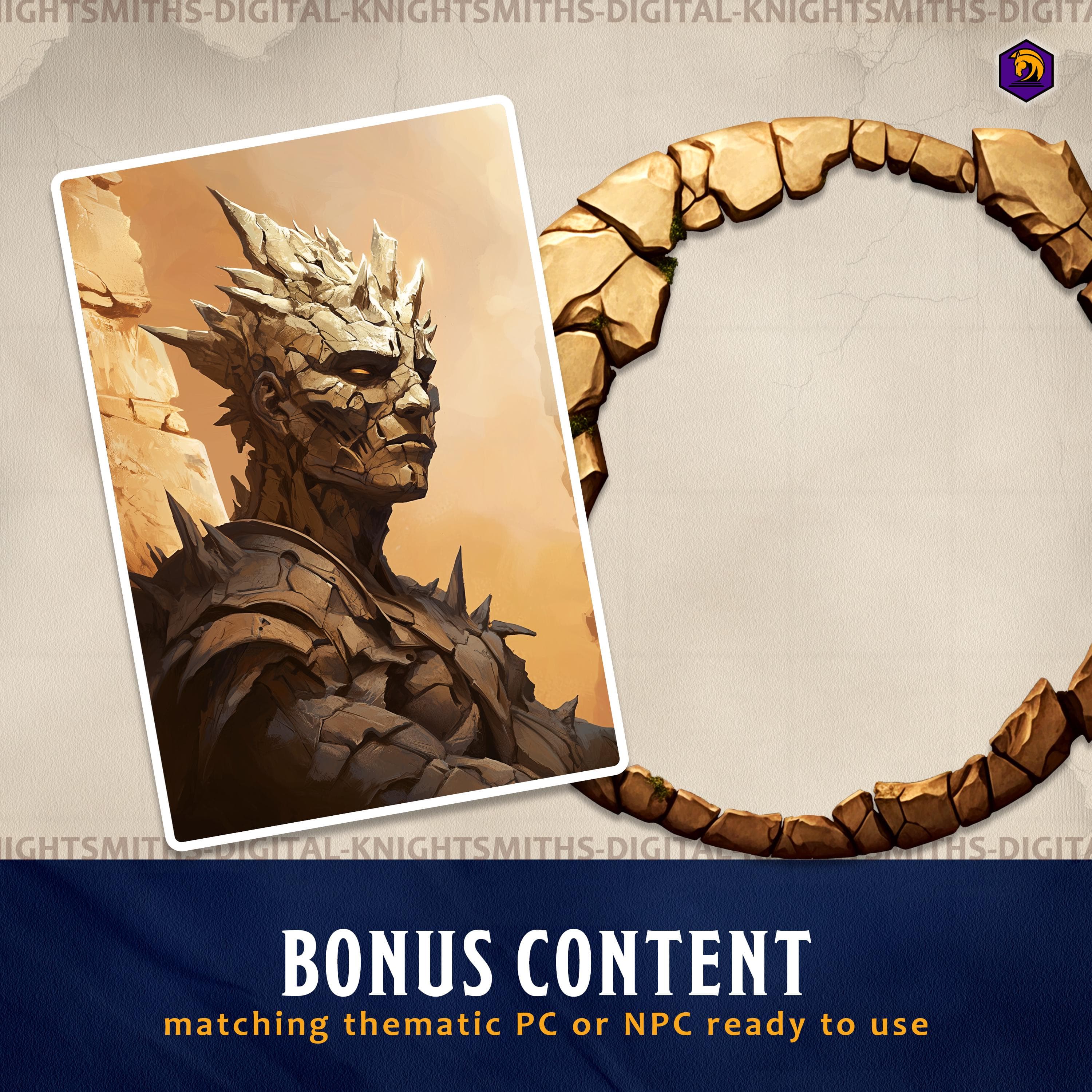 DnD Token Frames - Elemental Earth #3 VTT Digital Token Border, For RPG settings, Foundry Roll20 Supporting Image 6