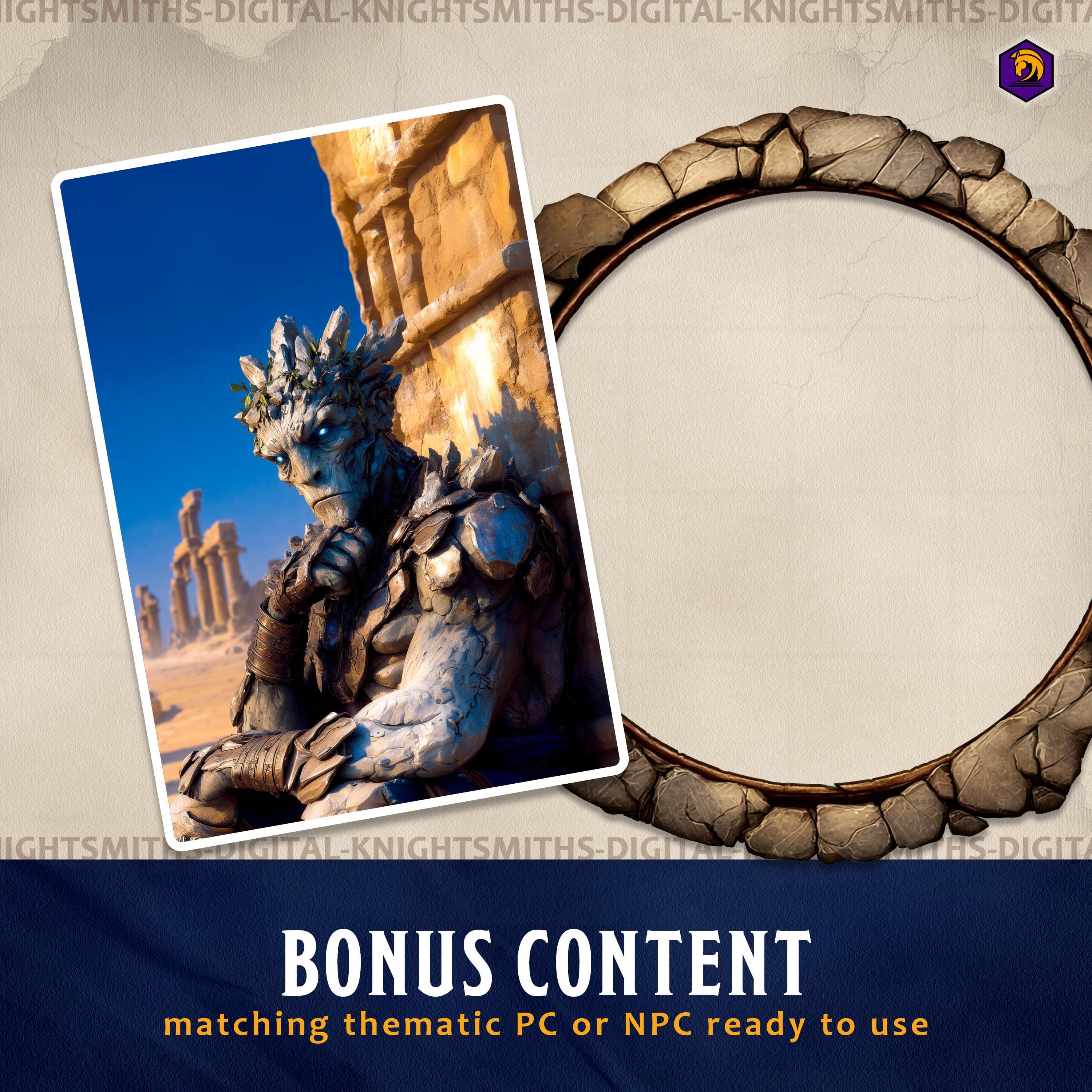 DnD Token Frames - Elemental Earth #1 VTT Digital Token Border, For RPG settings, Foundry Roll20 Supporting Image 6