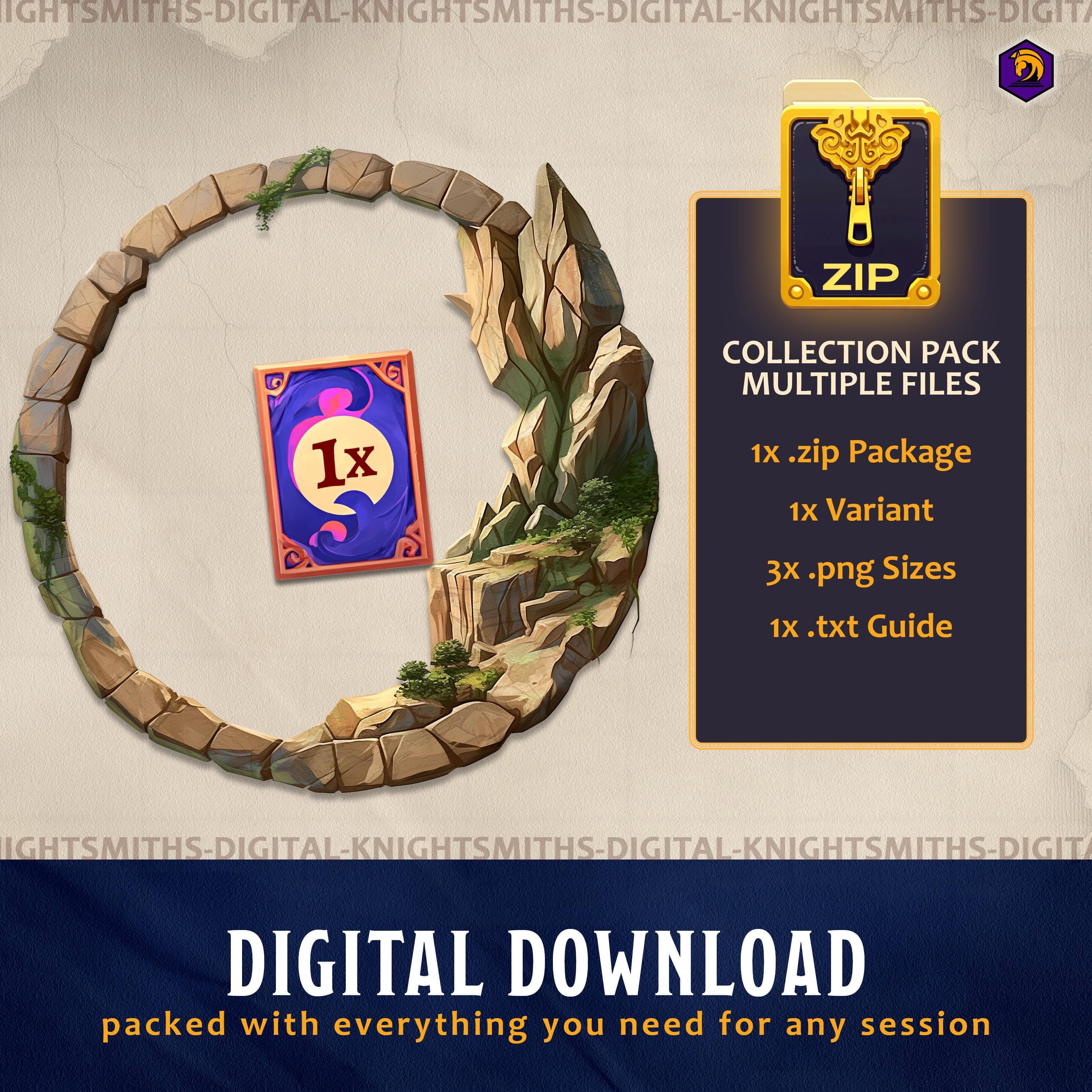 DnD Token Frames - Elemental Earth #2 VTT Digital Token Border, For RPG settings, Foundry Roll20 Supporting Image 2