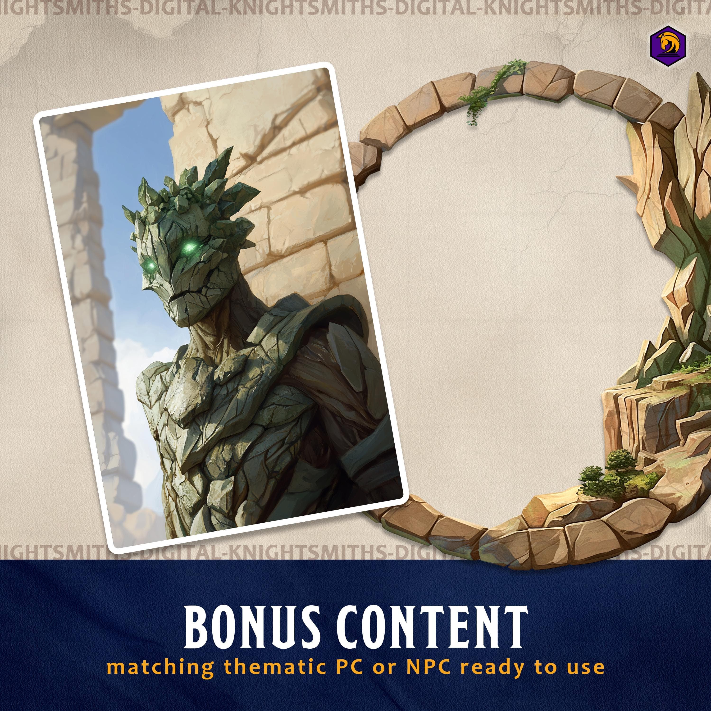 DnD Token Frames - Elemental Earth #2 VTT Digital Token Border, For RPG settings, Foundry Roll20 Supporting Image 6