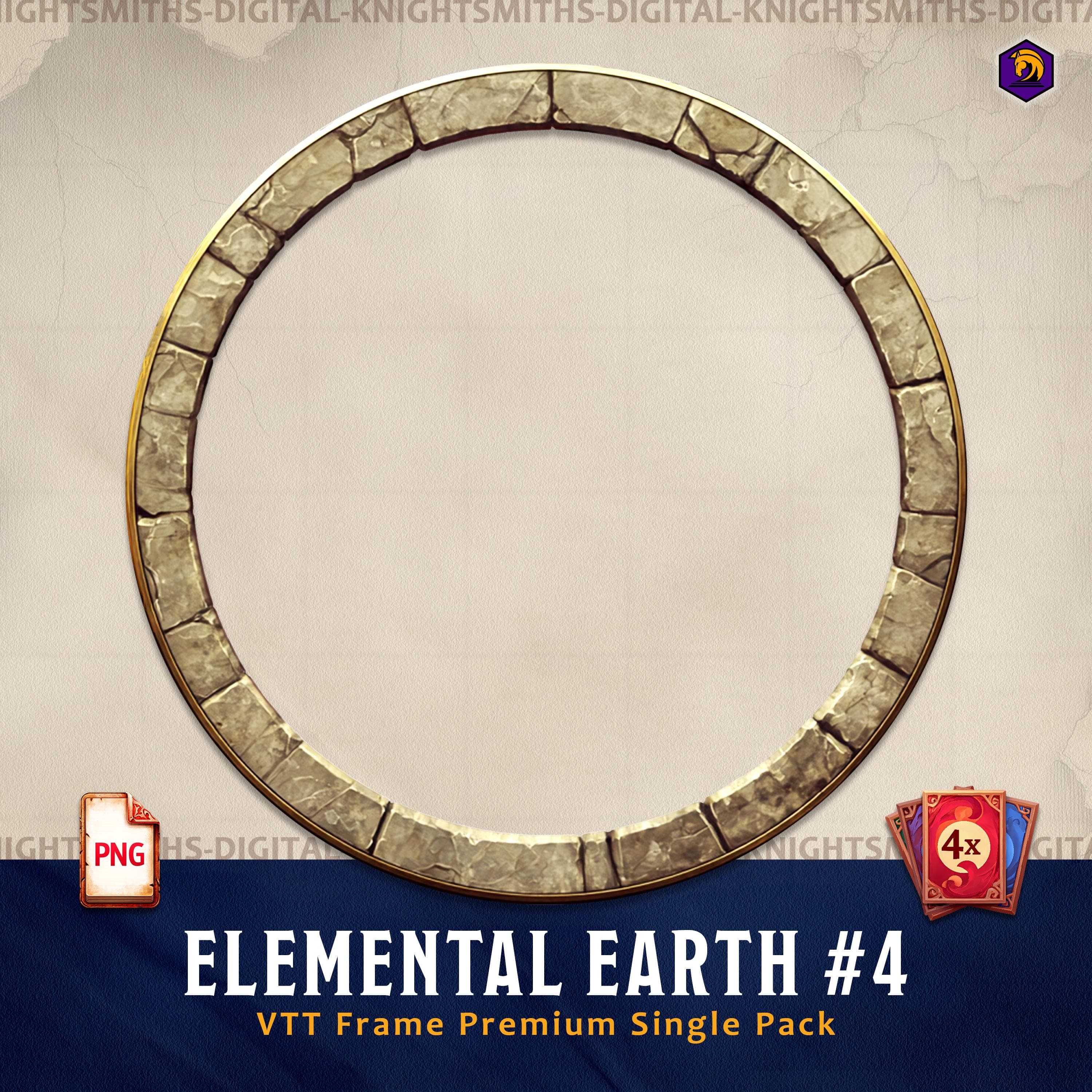 DnD Token Frames - Elemental Earth #4 VTT Digital Token Border, For RPG settings, Foundry Roll20